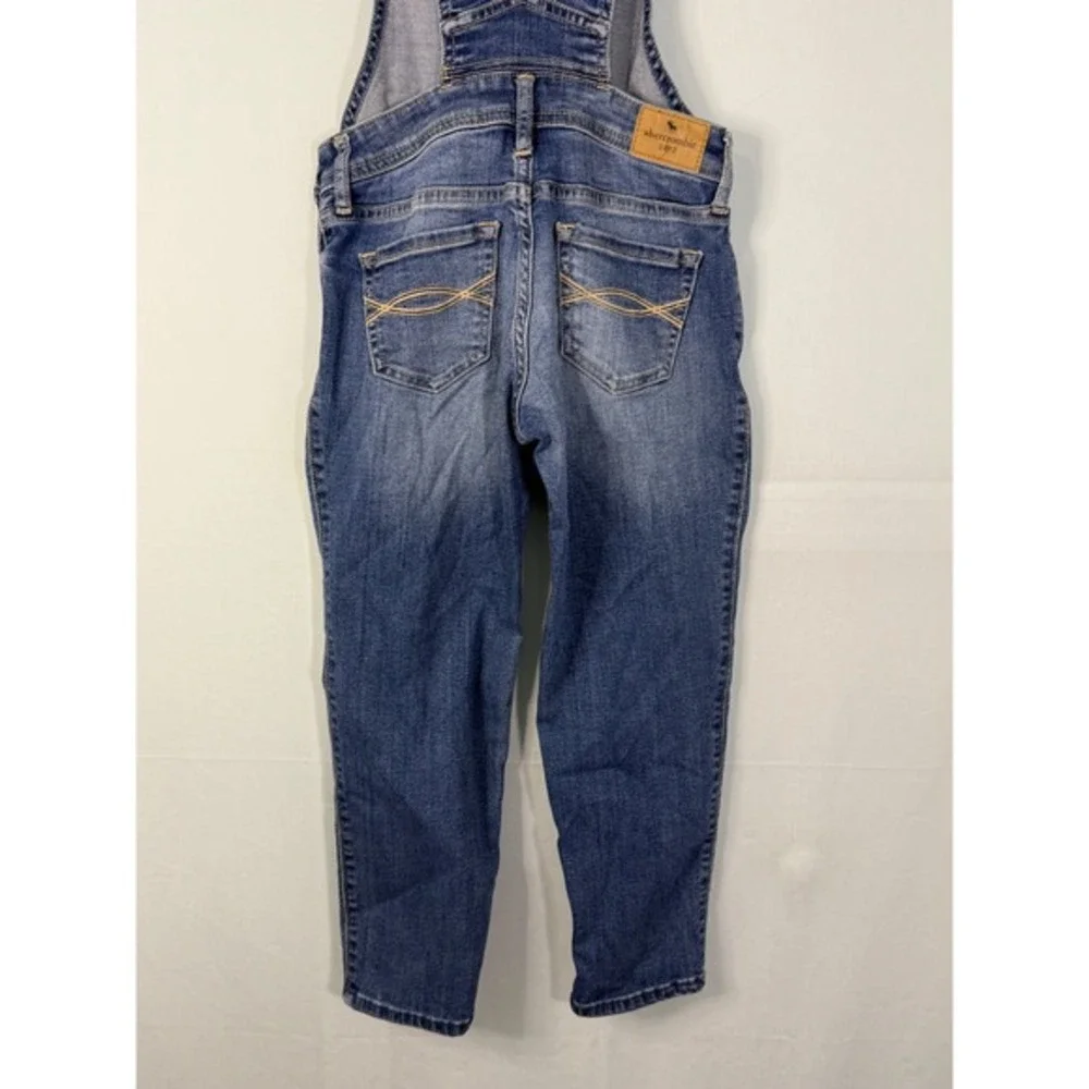 Abercrombie Kids Denim Overalls Kids Blue Distressed Stretch Medium Wash‎